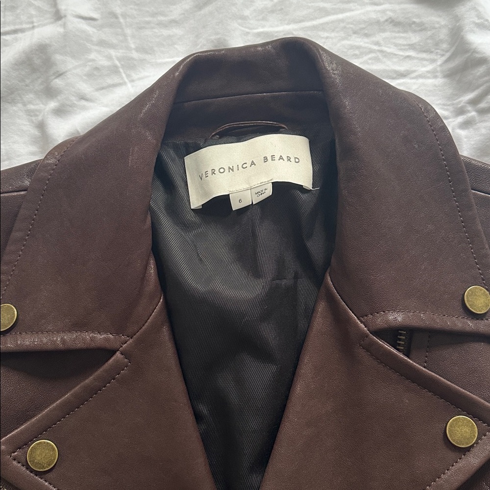 Veronica Beard Chocolate Leather Jacket - Picture 2 of 4
